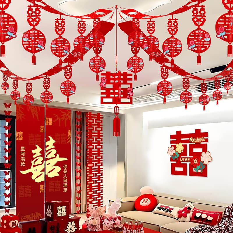 Happy character latte art wedding room decoration set new house living room ceiling decoration man and woman wedding bedroom room