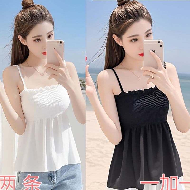 Plus Size Camisole Tank Top for Women Summer Outerwear Short Cover Belly Stretchy Bustier Inner Layering Top