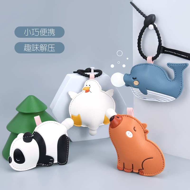 Creative Bubble Blowing Keychain Pendant Animal Cartoon Decompression PU Doll Men and Women Pendant Bag Pendant Small Gift