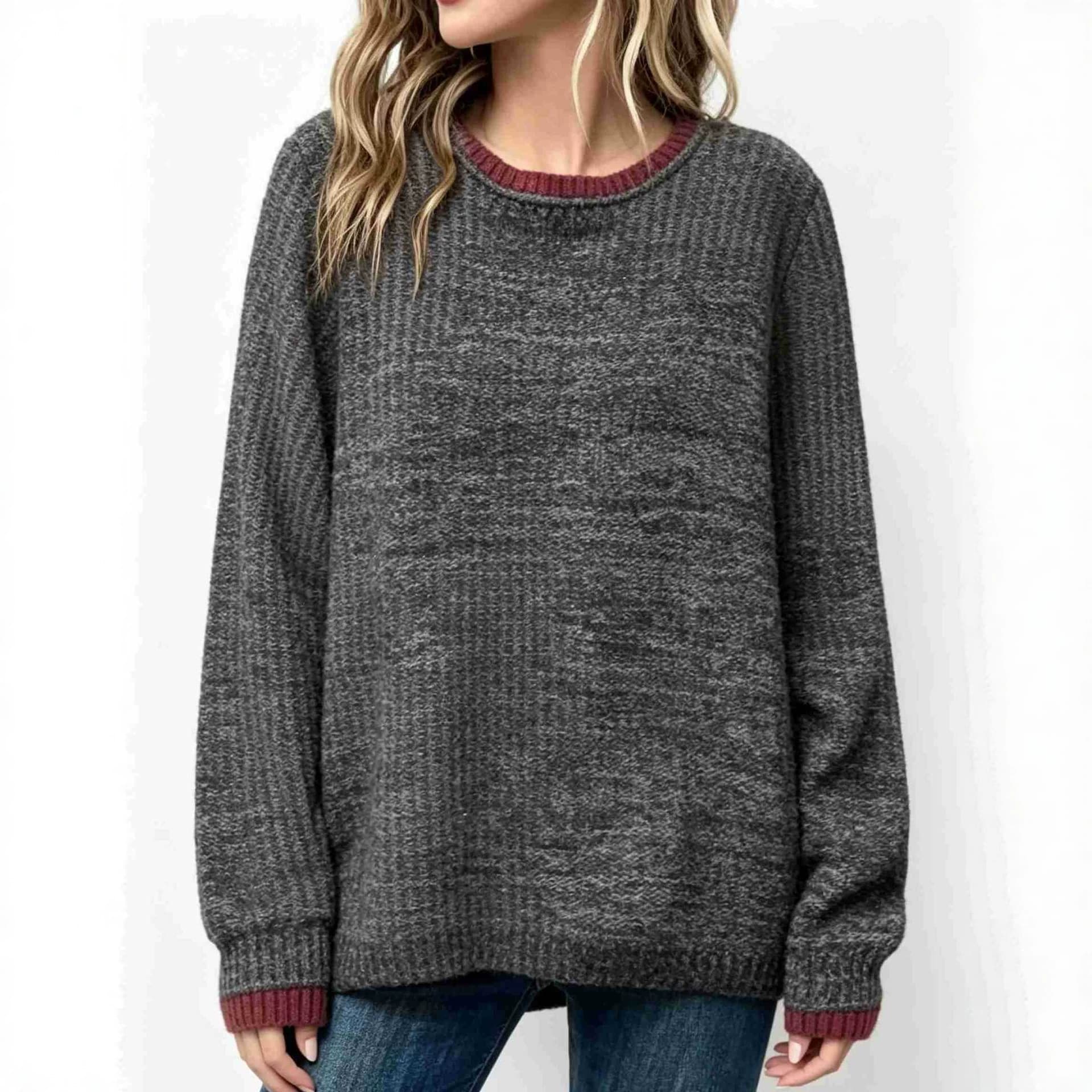 2026 Fall Women's Round Neck Sweater Long Sleeve Knit Pullover Top Winter Fashion Clothing