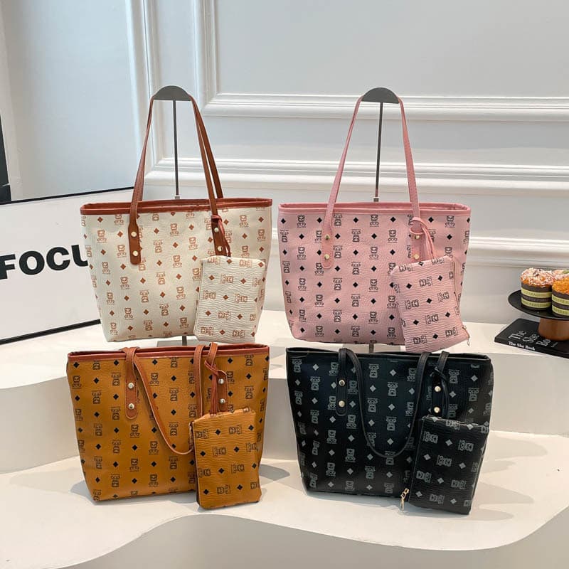 2026 Spring New High-Appeal Printed Tote Bag Women's Bag College Student Class Underarm Bag Single Shoulder Bag with Matching Pouch