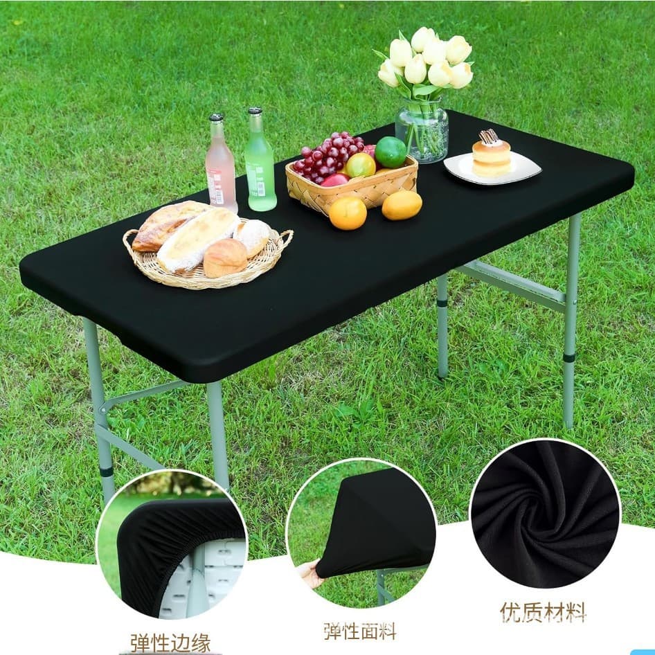 Rectangular Elastic Tablecloth Outdoor Wedding Celebration Solid Color Polyester Cocktail Table Cover Wholesale Tablecloth
