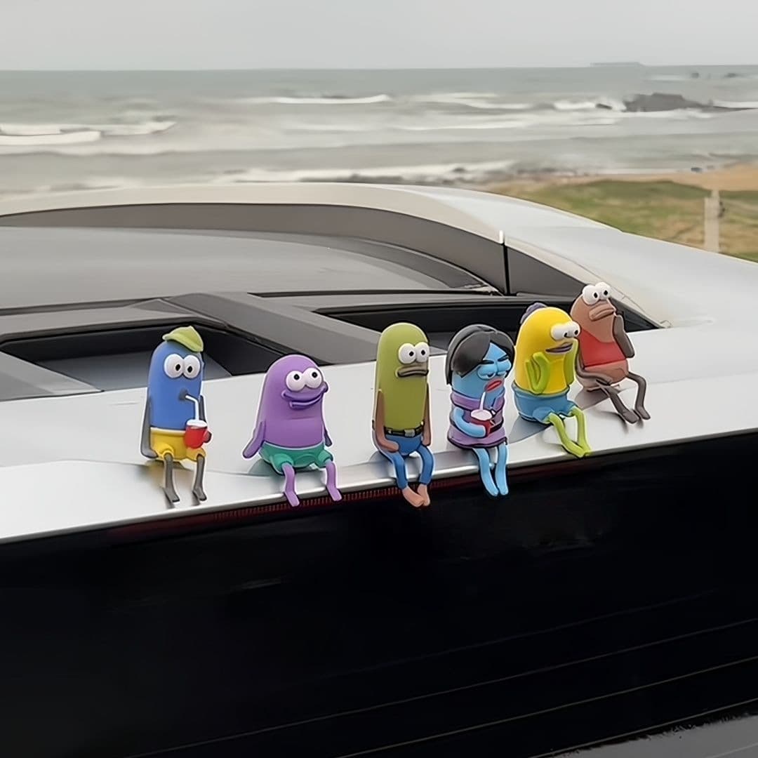 Bikini Bottom Residents Car Dashboard Figurine Clownfish Passerby Fish Car Dashboard Ornament Roof Rear Decoration