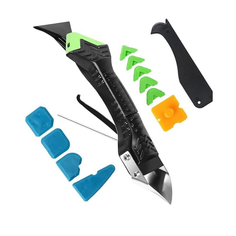 Cross-border 12-piece grout sealing tool set, 6-in-1 stainless steel head, plastic scraper, and sealant scraper.