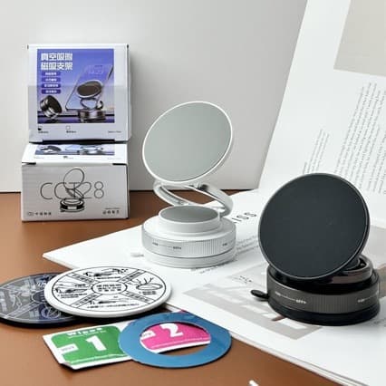 2026 New Dual-Ring Magnetic Car Phone Mount 360-Degree Rotation Vacuum Suction Phone Navigation Holder