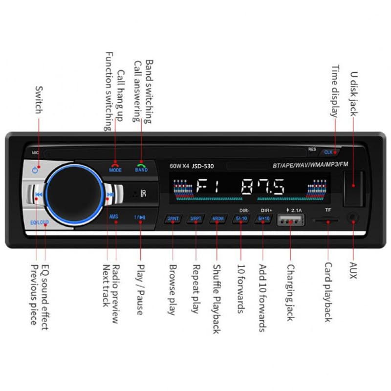 Cross-border Car MP3 Player Bluetooth Hands-free Calling Car mp3 Card U Disk Radio JSD-530