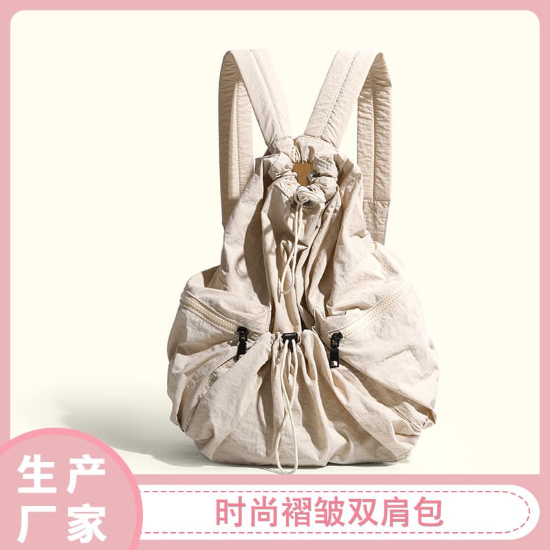 Korean Style New Drawstring Backpack for Women, Casual Large-Capacity Student School Bag, Versatile Lightweight Nylon Backpack Wholesale