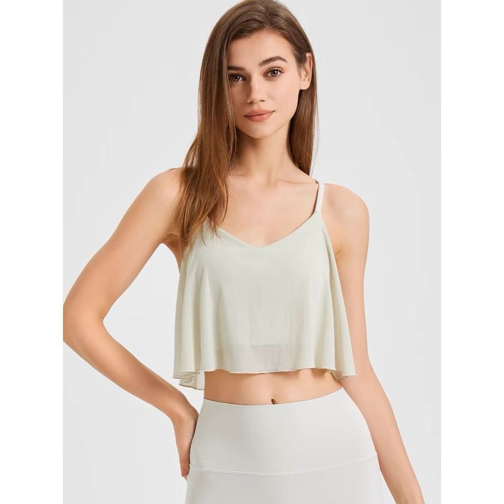 Women's One-Piece Yoga Tank Top with Mesh, Breathable, Tummy-Control Pilates Sports Top, Outerwear Fitness Bra for Summer