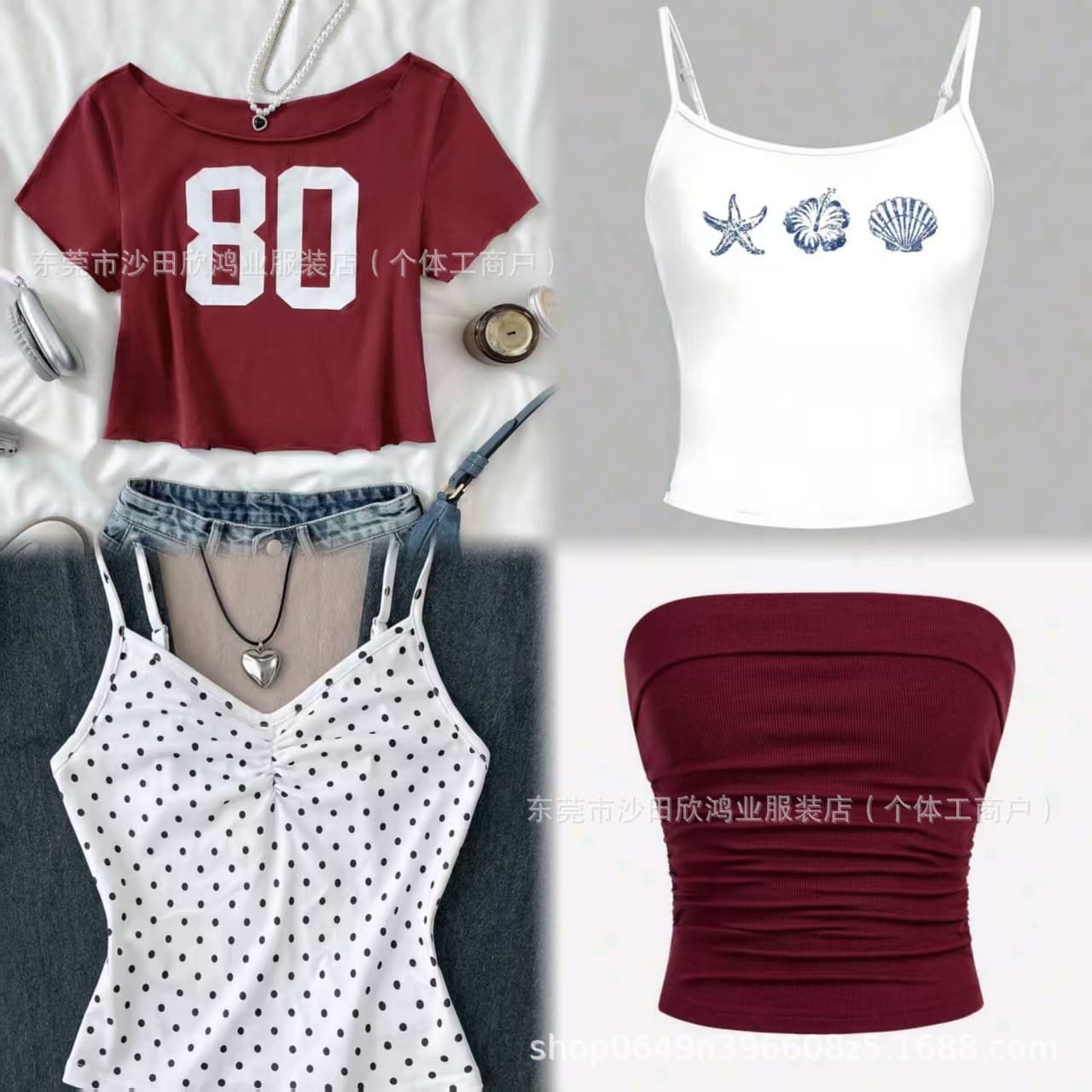 SHEIN 2026 Trendy Spaghetti Strap Tube Top Sleeveless Women's Clothing Wholesale 2026 Summer New Arrival