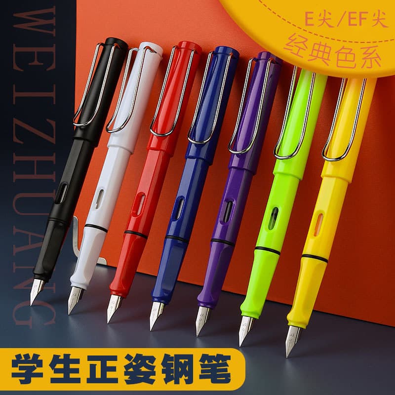 Wholesale Fountain Pens with Replaceable Cartridges, Popular Student Color Plastic Ergonomic Transparent Advertising Pen