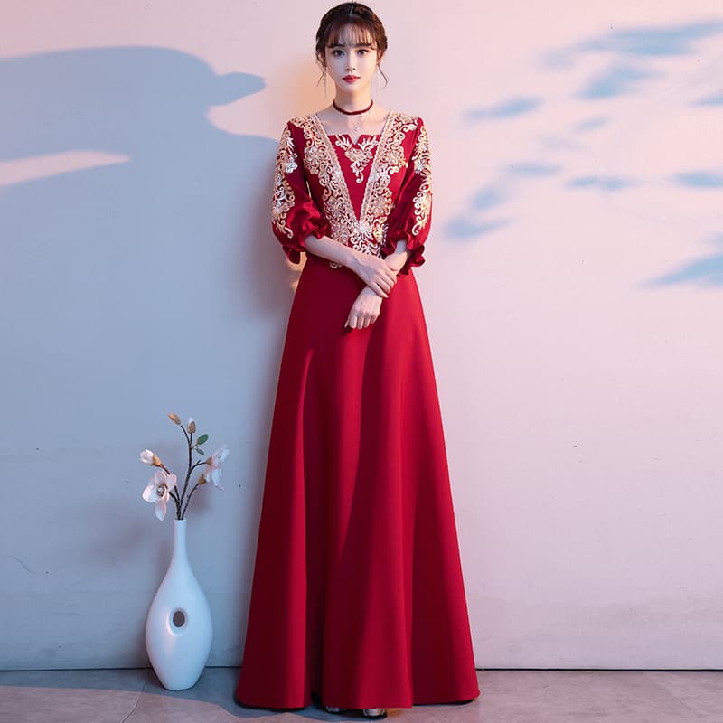 Plus Size Wedding Toast Dress 2026 New Style Elegant Fitted Embroidered Maternity Concealing Belly Banquet Evening Dress Slimming