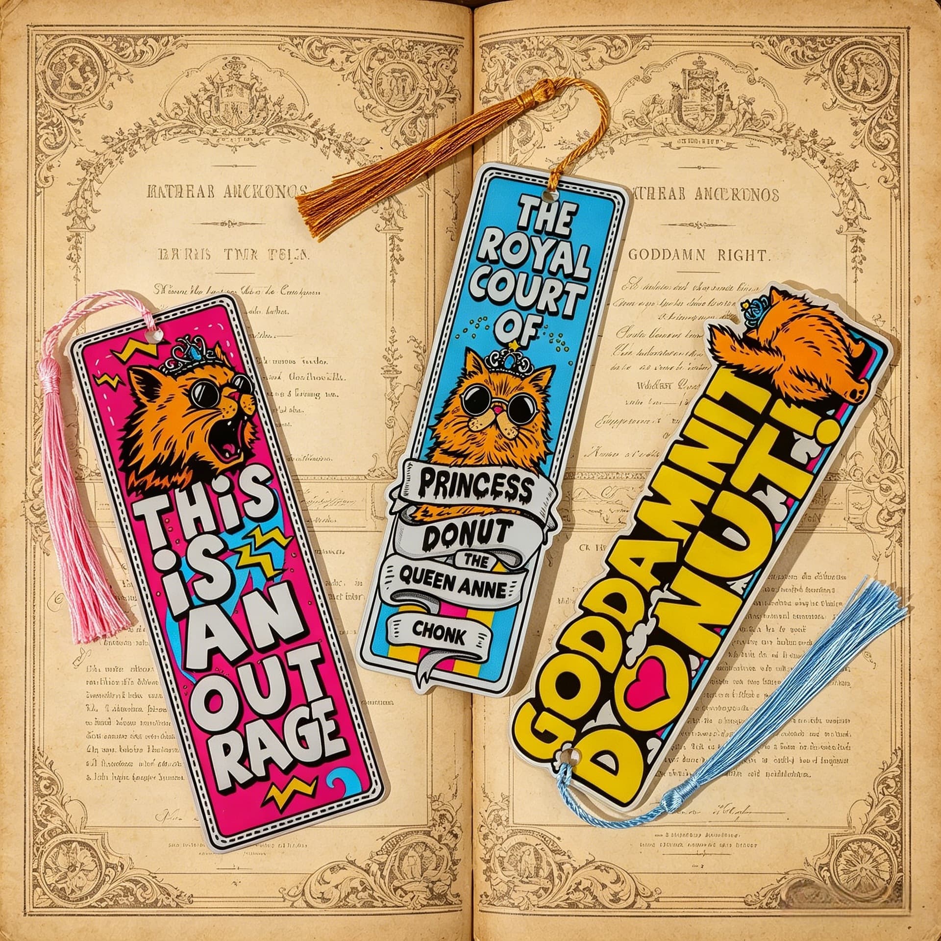 Cross-border best-selling dungeon crawler Karl acrylic bookmark, funny cat pattern tassel style, read and collect