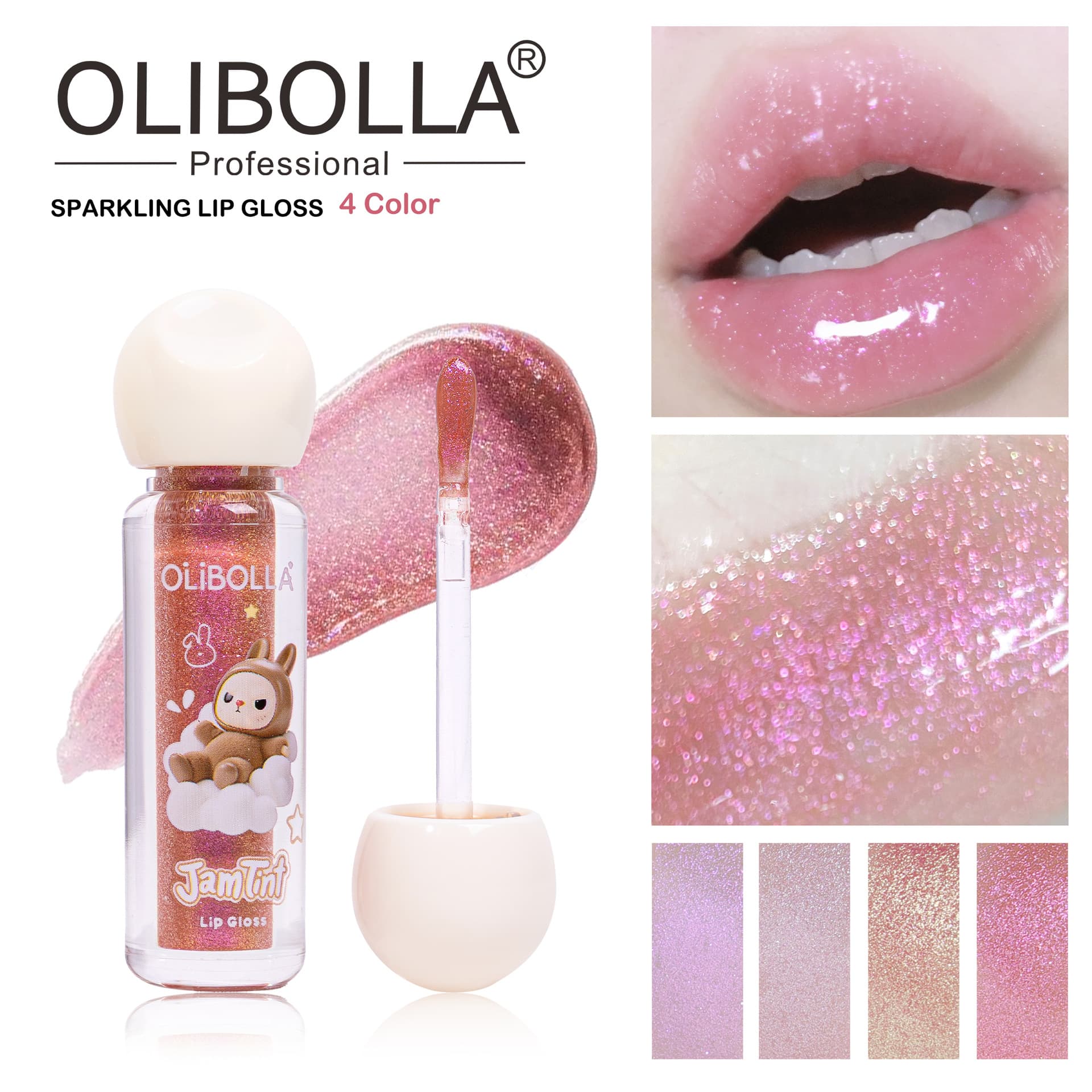 Labubu Sparkling Glossy Lip Gloss Long-Lasting Easy Color High-Shine Pearl Fine Glitter Water-Glossy Mirror Lip Gloss