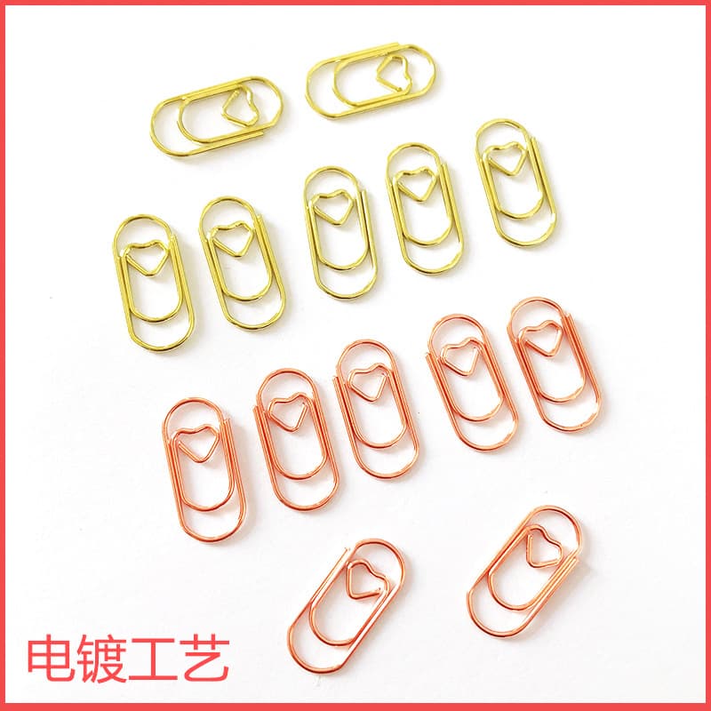 Cute mini heart paper clips wholesale small star metal paper clips vintage style 20mm heart-shaped clips