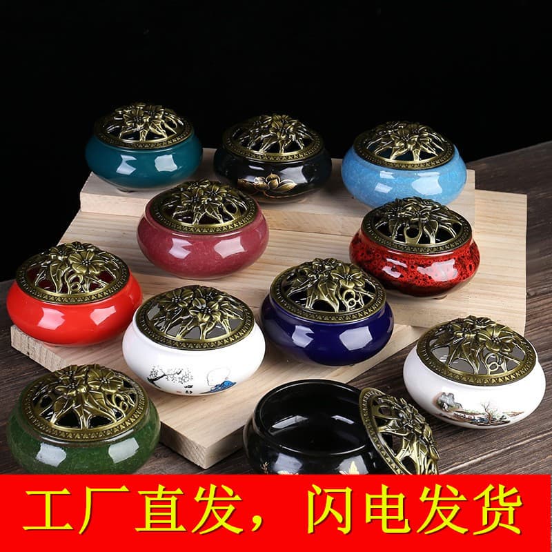Celadon Ceramic Incense Burner Household Buddhist Supplies Incense Sandalwood Ice Cracking Kiln Small Incense Burner Manufacturer Wholesale