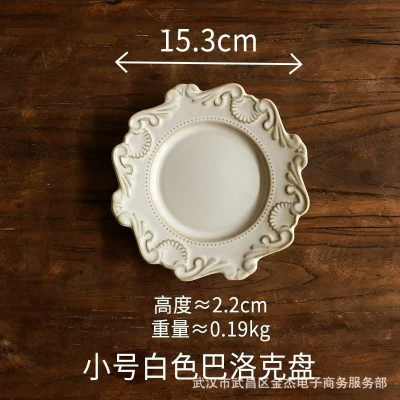6-inch Small Ceramic Plate Appetizer Dessert Dish Commercial Relish Plate Embossed Single Serving Flat Plate Bone Disc
