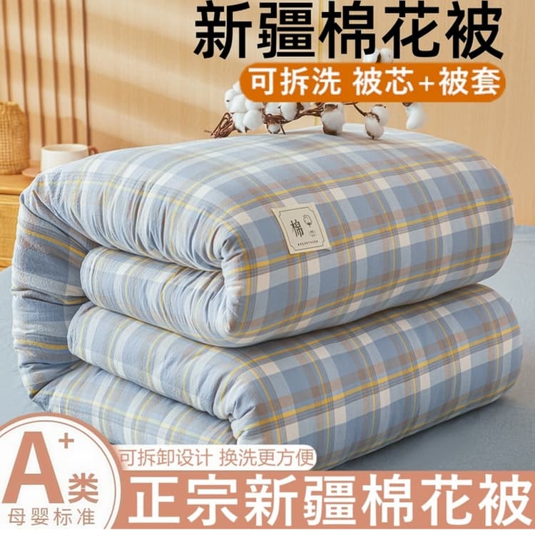 New Muji-style Skin-friendly Washed Cotton Xinjiang Cotton Quilt, Removable Cover Quilt Core, Four-Season Soft Mattress