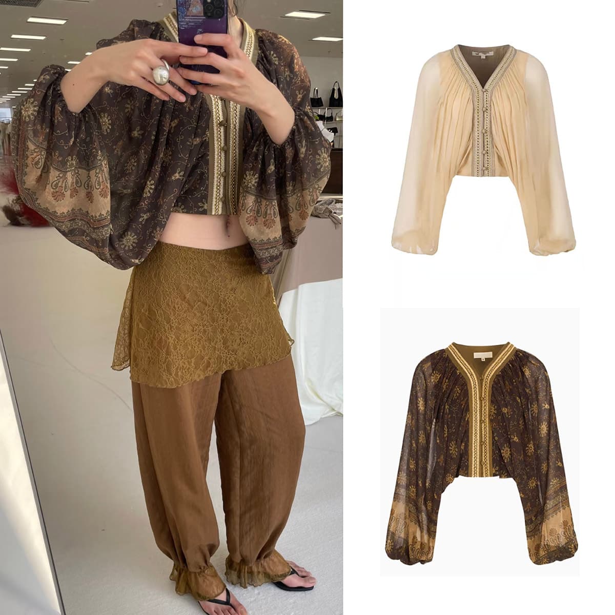 High Version Custom 2026 Summer New Tarot Oracle Top French Gentle Style V-Neck Short Long Sleeve Blouse Women