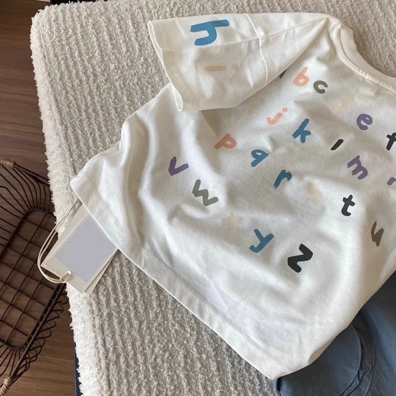 Korean Kids Boys Girls Short Sleeve T-Shirt Summer Korean Version Letter Print Summer Clothes Handsome Children Top Fashionable Trendy