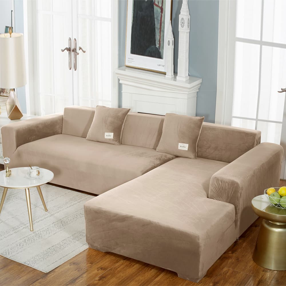 New silver fox velvet all-inclusive sofa cover for autumn and winter plus velvet living room sofa cover cloth European style L-shaped chaise lounge cover