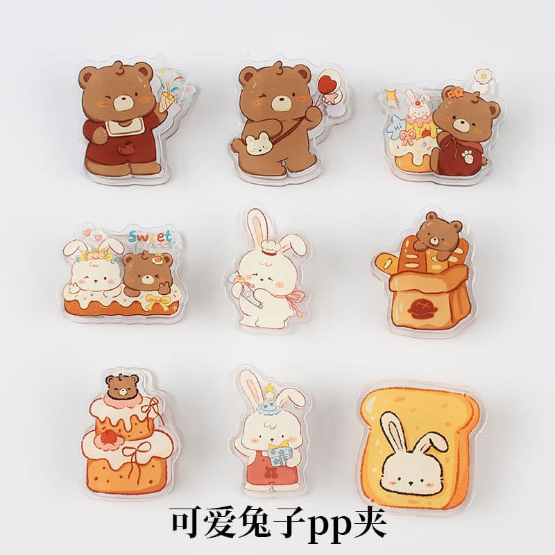 Cartoon bear and bunny cute girl heart pp clip photo clip note clip exam paper clip notebook clip