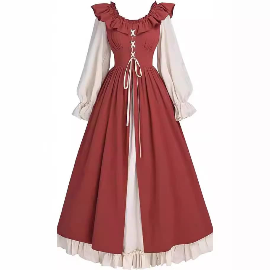 Renaissance Period Dress Women's Medieval Renaissance Fairy Dress Long Sleeve Irish