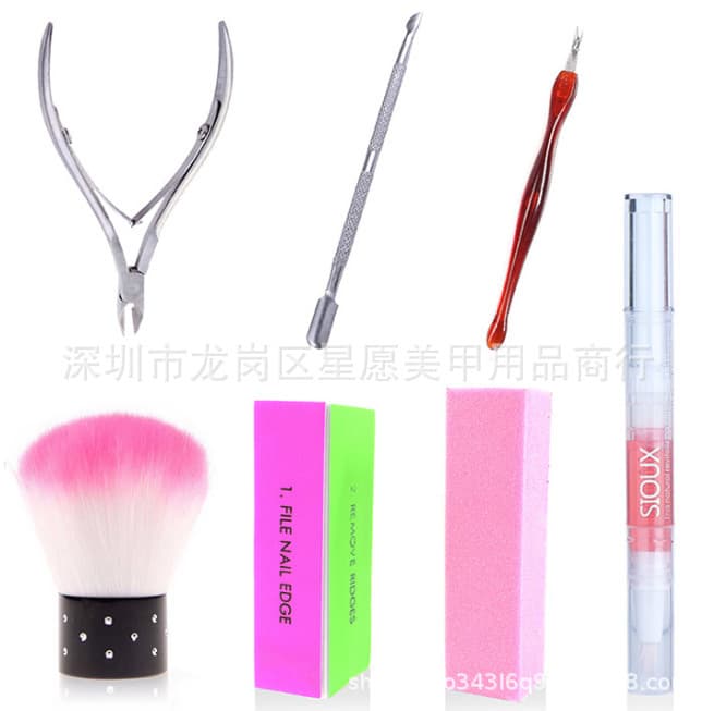Factory Supply Glass Manicure Rose Red Nail Care Personal Care Tool Glass Nail File 7-Piece Set Wholesale