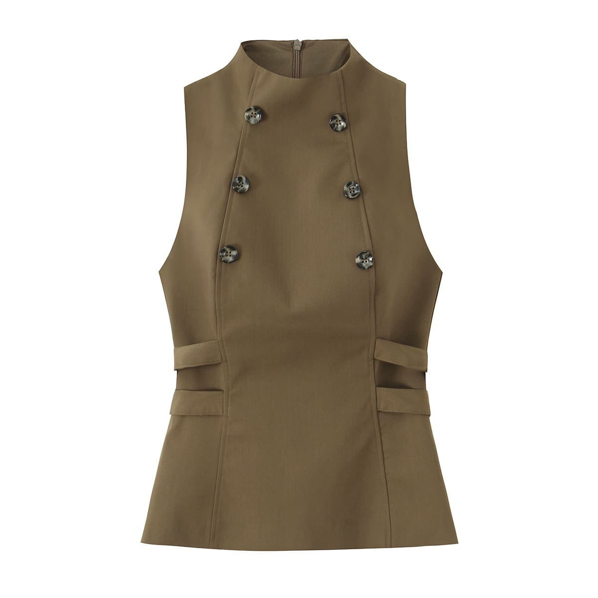 PB&ZA Cross-Border Supply 2025 Fall New European and American Style Fashionable Slimming Button Vest Top