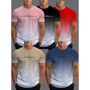 High-Quality Flat Knit Quick-Dry Shirt Gradient 3D Fashion Short Sleeve Crew Neck T-Shirt Hot Selling on Temu