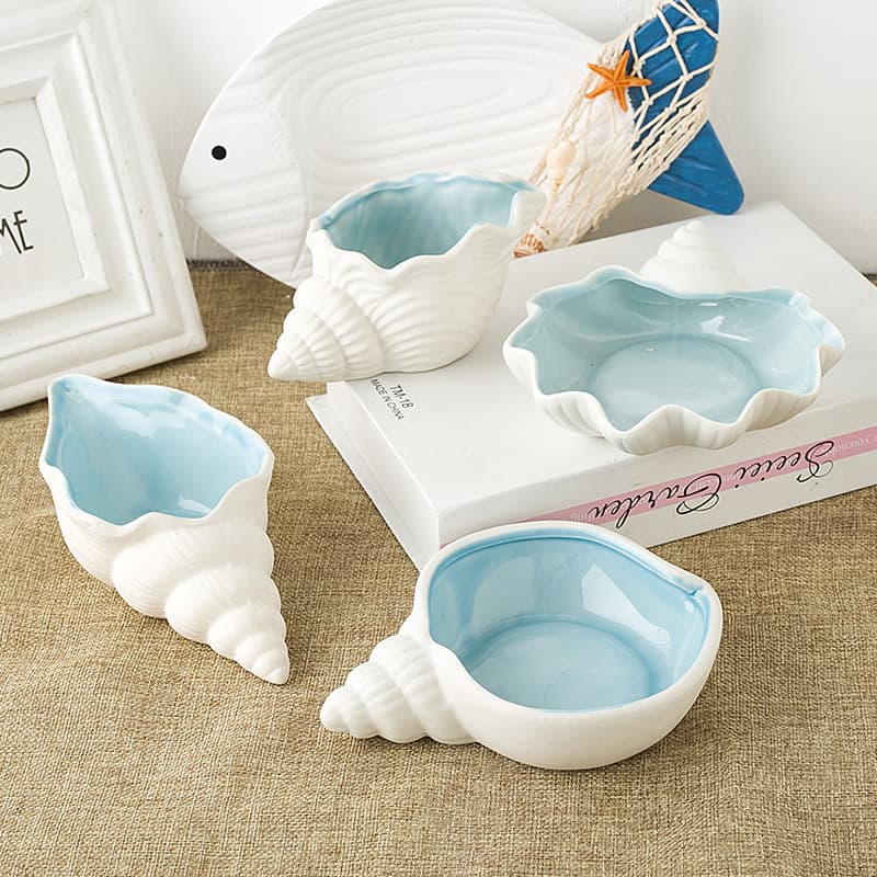 Cross-Border Starfish Conch Shell Ceramic Ornaments Storage Tray Ocean Hydroponic Pot Jewelry Tray Storage Tray Home Decoration