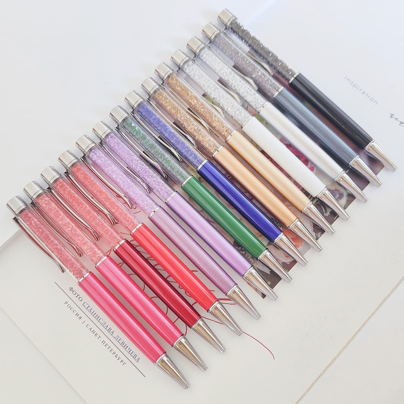 Metal Crystal Pen Diamond Flat Top Ballpoint Pen Factory In Stock Wholesale Rotary Advertising Gift Pen Rhinestone Pen Logo
