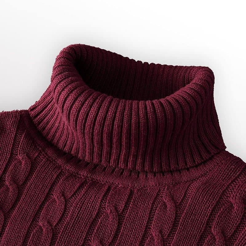 Men's Fleece-Lined Thick Warm Soft High-Neck Sweater, Stylish New Knit Top for Fall and Winter