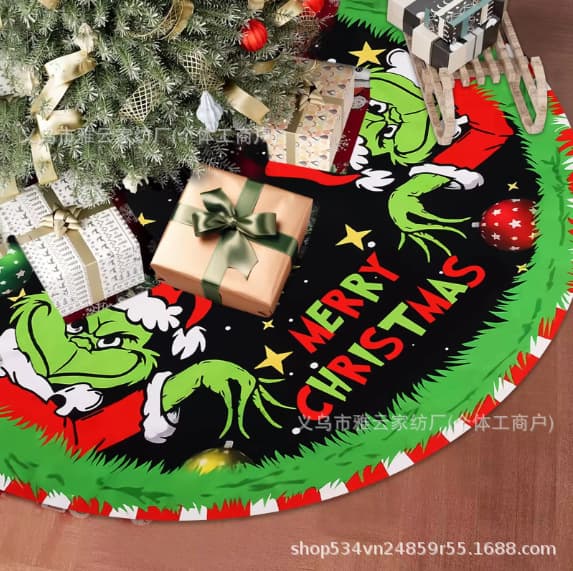 New cross-border Christmas tree skirt green monster Christmas tree skirt festive atmosphere indoor and outdoor home decoration