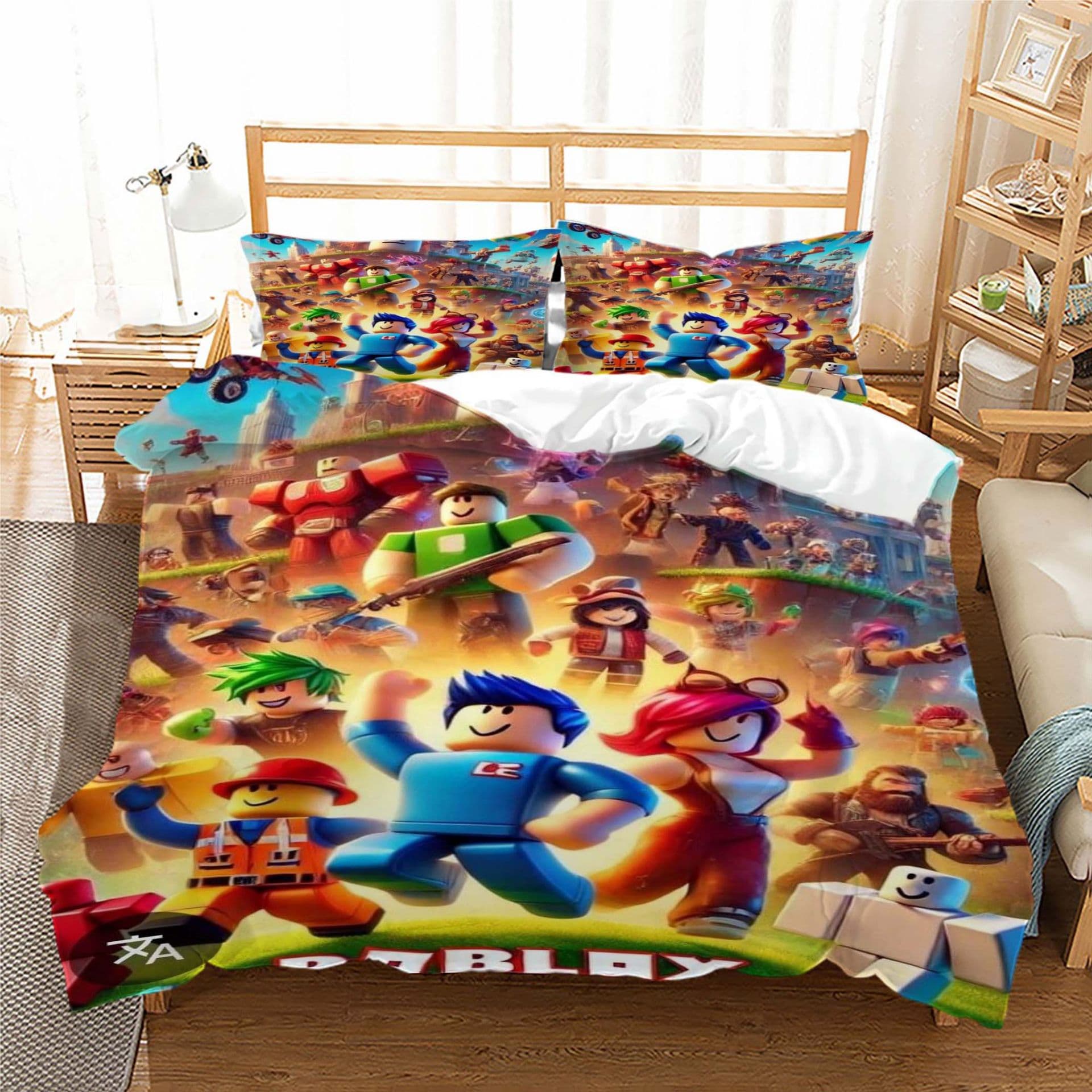 Digital printed quilt cover three-piece set ROBLOX series bedding cross-border foreign trade source manufacturer