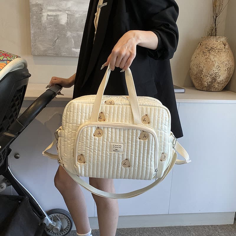 Fashionable Mom Bag Multi-Purpose Storage Bag Large Capacity Breast Milk Storage Bag Wear-Resistant Stroller Hanging Bag Casual Maternity Baby Bag