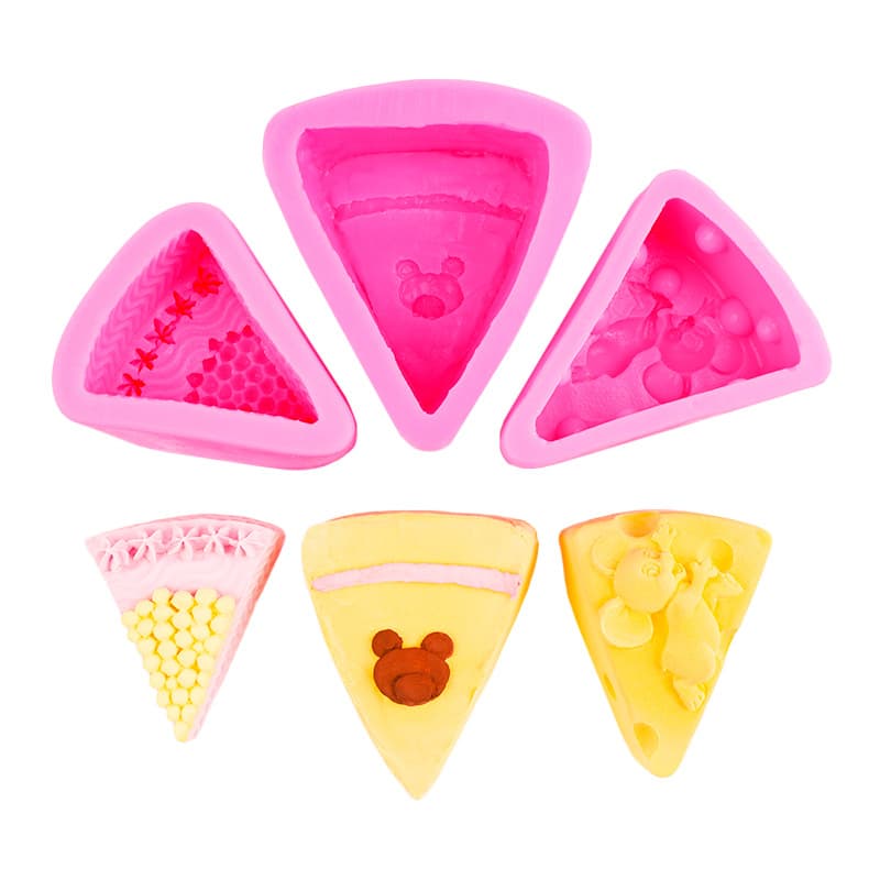Triangle Cheese Shape Silicone Mold for Mouse, Bear, Cake, Cheese, Aromatherapy, Plaster, Candle Decoration