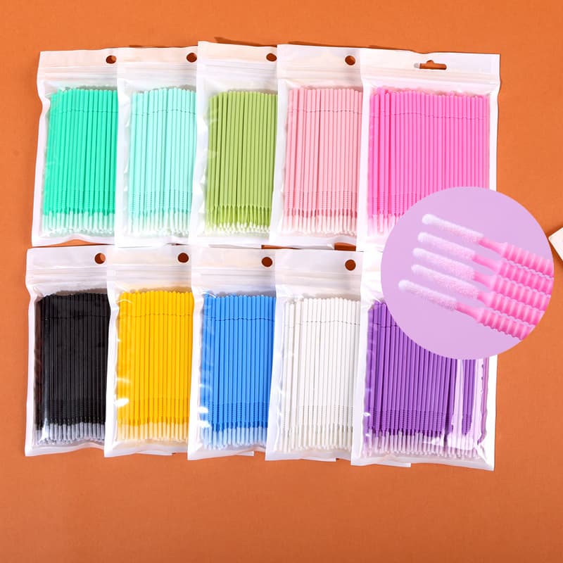 100-Pack Eyelash Extension Bagged Long-Tip Cotton Swabs, Multi-Functional Makeup Cotton Swabs, Cleaning Sticks, Cotton Swab Makeup Brushes