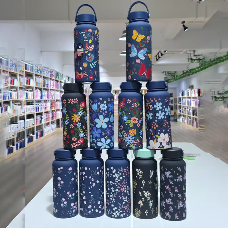 Cross-border space kettle 304 stainless steel thermos cup sports kettle large capacity vacuum household water cup flower cup high appearance