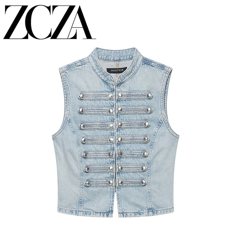ZCZA Self-Made European & American Style New Women's Fashion Versatile Button-Decorated Denim Vest 8727260