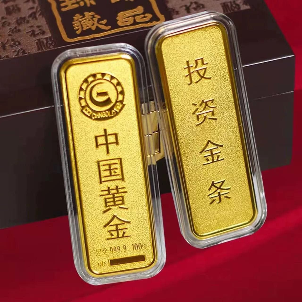 Full-weight simulated gold bar Chinese gold pure copper alloy gold-plated bank gold store decoration gold bar gold brick sample display