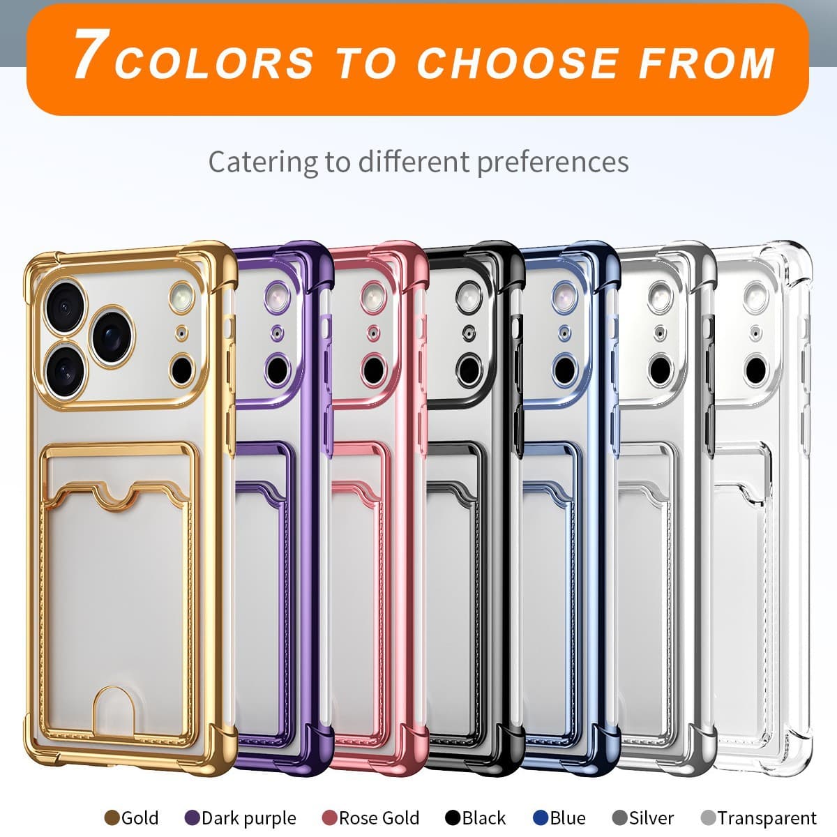 Cross-border wholesale suitable for iPhone17 mobile phone case electroplating card bag TPU full package Apple 16pro anti-fall protective cover