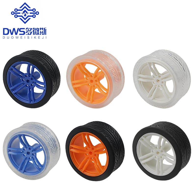 New Smart Car DIY Accessory Wheels, Model Rubber Tires for TT Motor, 65*27mm