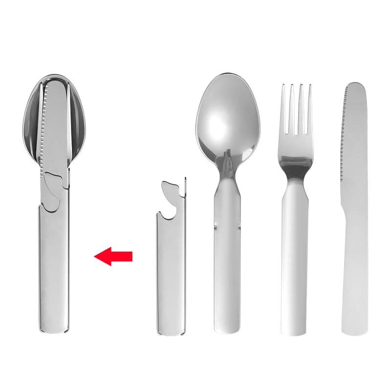 Outdoor travel cutlery, forks, spoons, can opener set, portable combination tableware, removable stackable storage camping tools