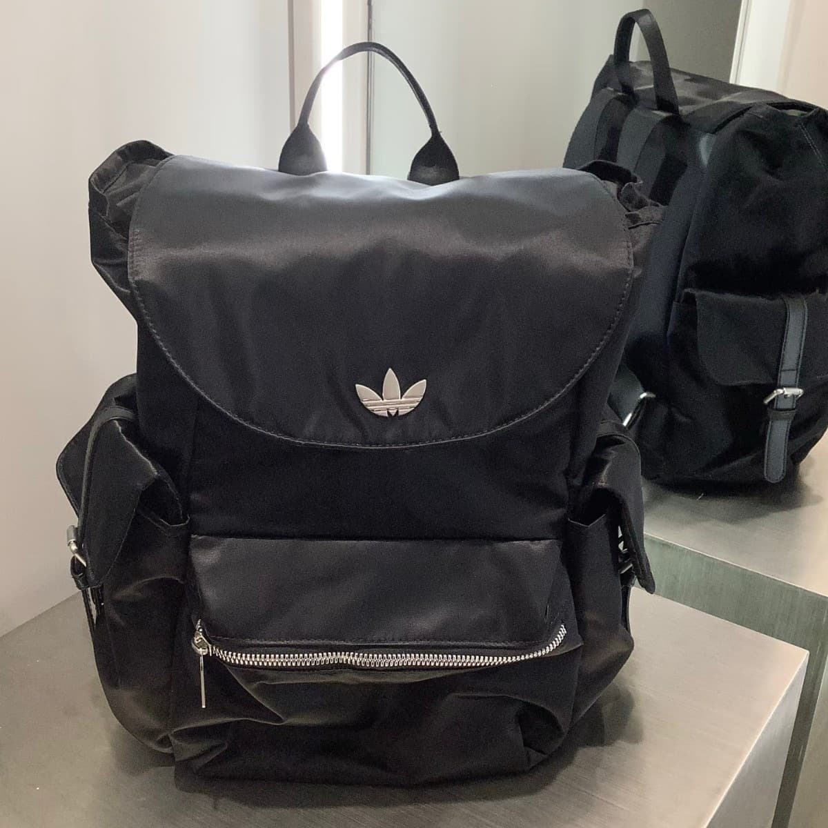Unisex Korean Style Large Capacity Adidas Trefoil Backpack Flap Drawstring Backpack Fashion Sports Commuter Bag