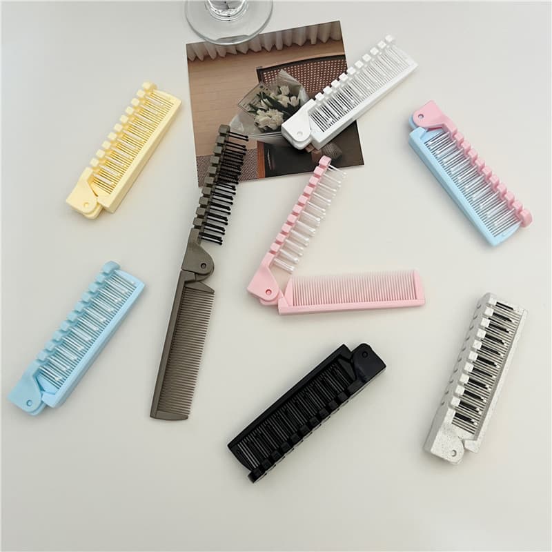 Compact folding combs for travel, dual-use for curling and anti-static
