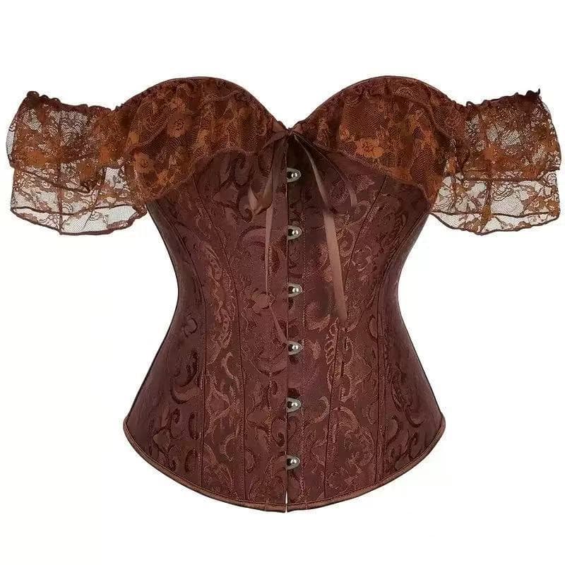 Lace Short Sleeve Shapewear Top for Costume Party, Thin Waist-Cinching Top, Sexy Wedding Corset for Halloween, Cross-Border