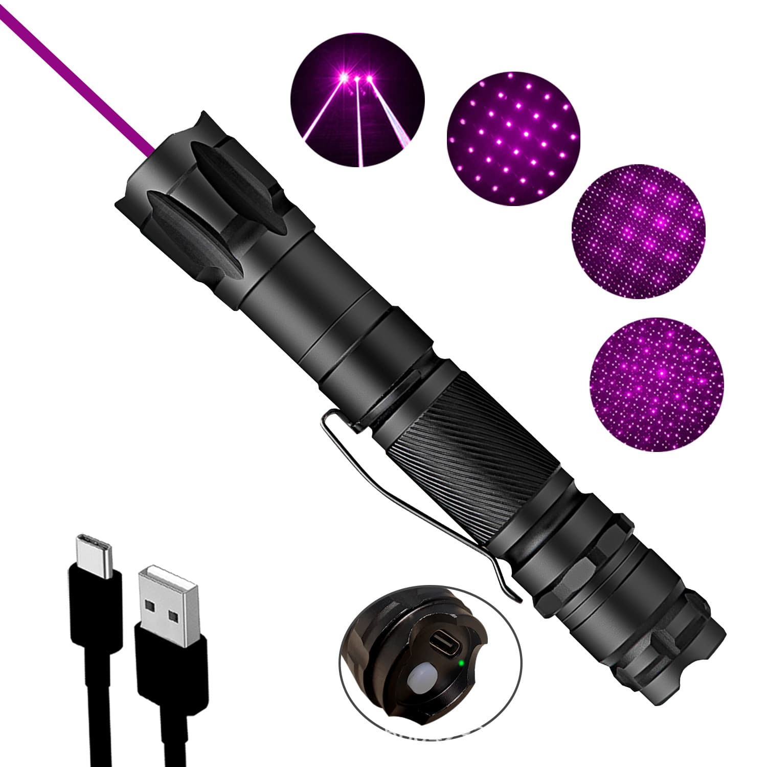 Type-C 764 Purple Light Engineering Laser Lamp Long-range Strong Light Laser Flashlight Coach Special Pointing Pen