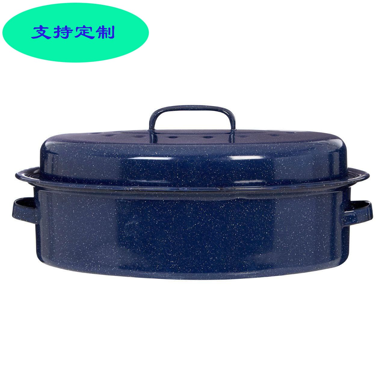 15-inch 17-inch 18-inch enamel roasted chicken stove blue Amazon best-selling enamel plate enamel pot enamel turkey pot