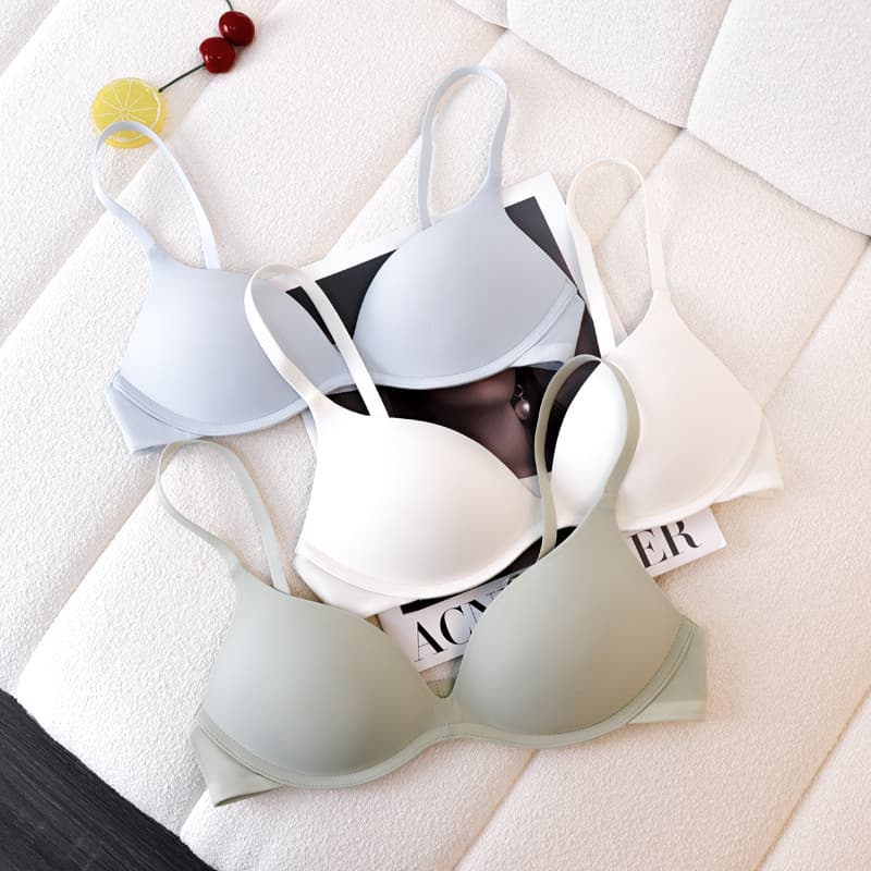 Genuine Zhi Qu Small Bust Push-Up Bra Women's French Triangle Cup Seamless Wire-Free Sexy White Bra