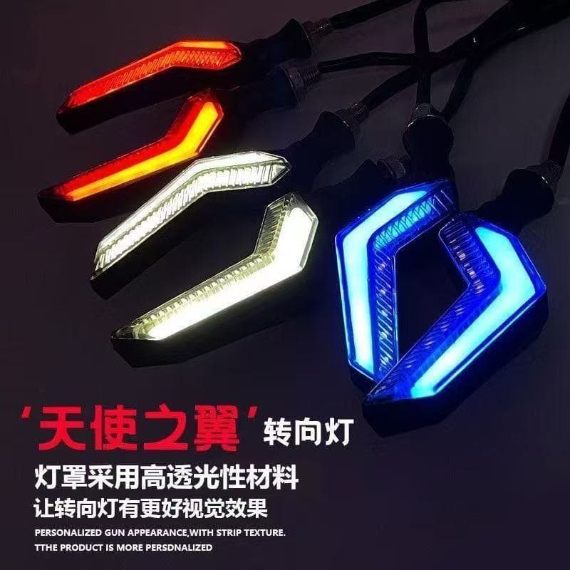 Motorcycle Modification Accessories Wing-Shaped Dual-Color Flowing LED Turn Signal Horizon Angel Wing Turning Direction Light